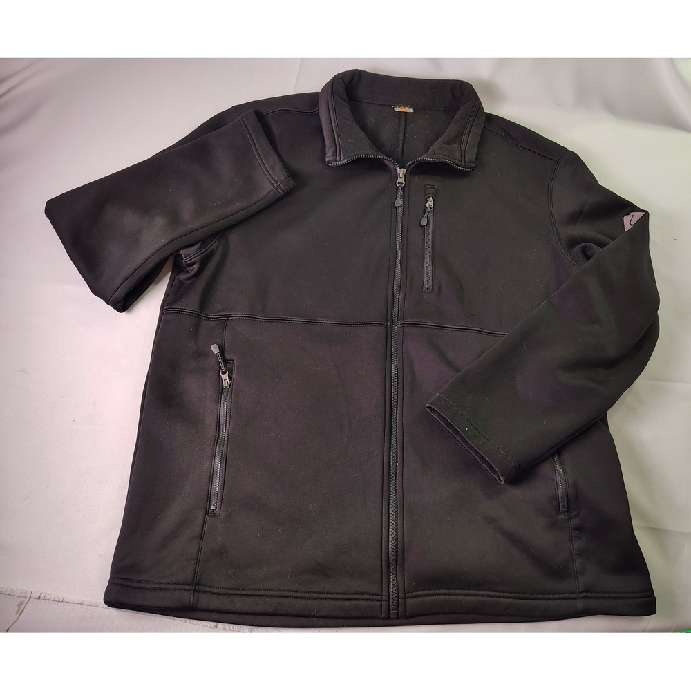 Ozark Trail Large Black Softshell Jacket Fleece‎ Lined Full Zip Outdoor Hiking